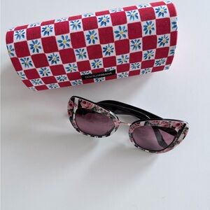 Dolce & Gabbana Floral Cat-Eye Sunglasses in Pink and Black
